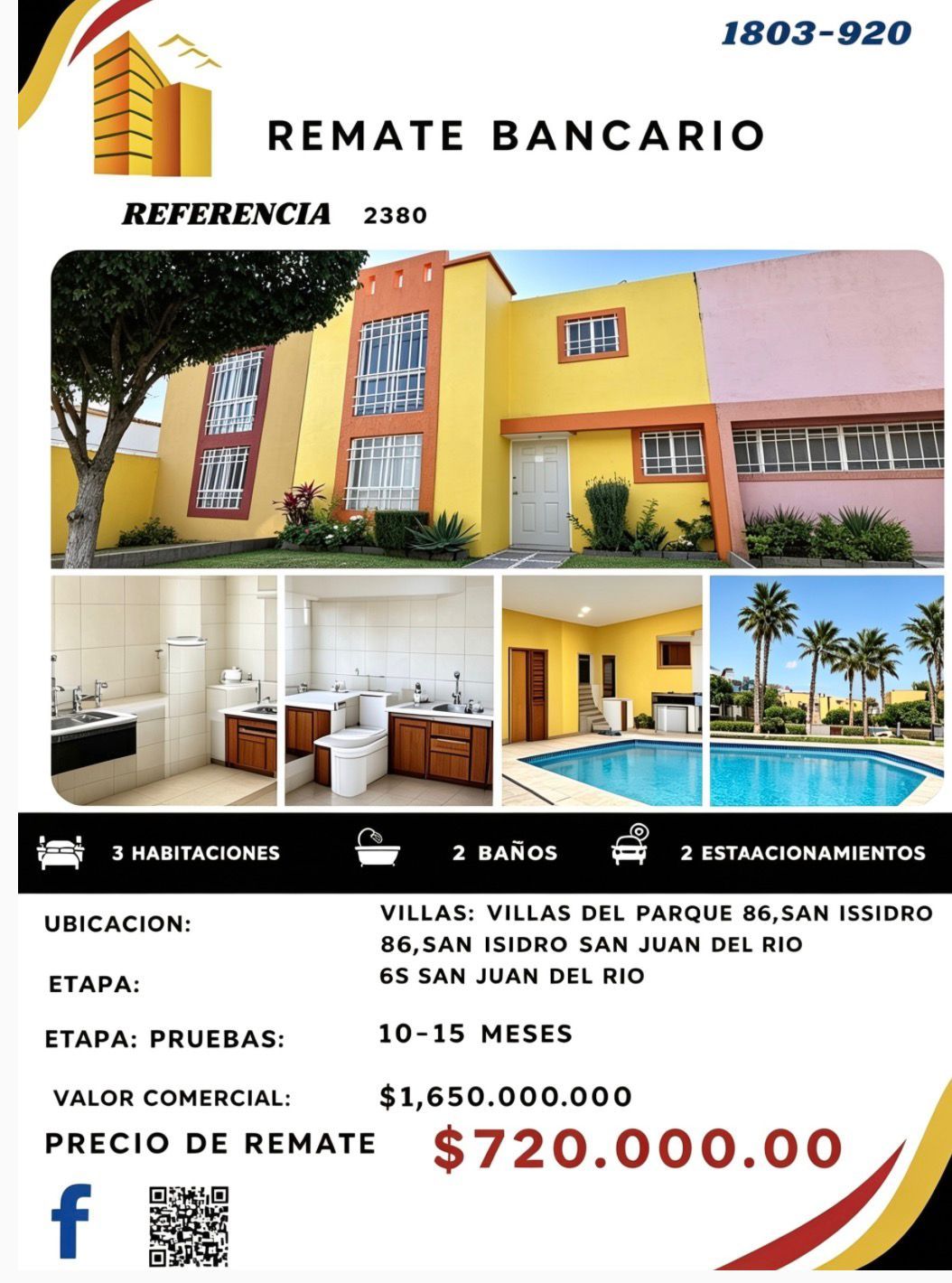 Remate bancario en Villas del Parque, San Isidro, San Juan del Río